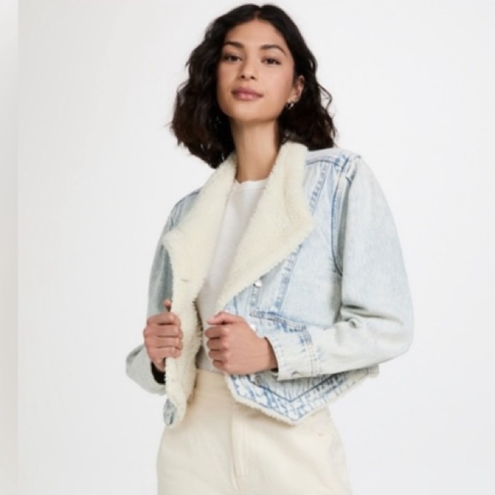 Veronica Beard Denim Sherpa-Lined Jacket